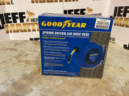 UNUSED GOODYEAR SPRING DRIVEN AIR HOSE REEL