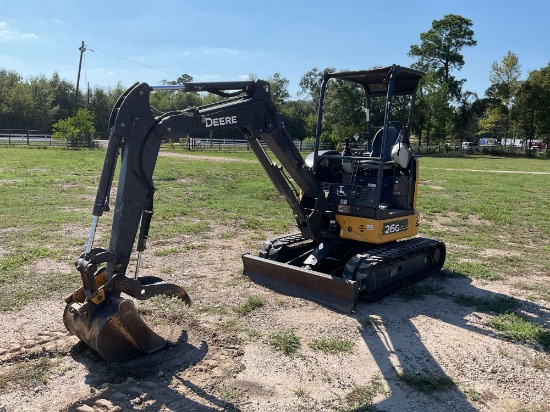 2019 JOHN DEERE 26G MINI EXCAVATOR SN: 1FF026GXHJK263871