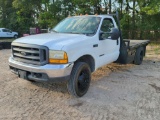 2000 FORD F-450 SINGLE AXLE REGULAR CAB FLATBED TRUCK VIN: 1FDXF46F9YEA93210