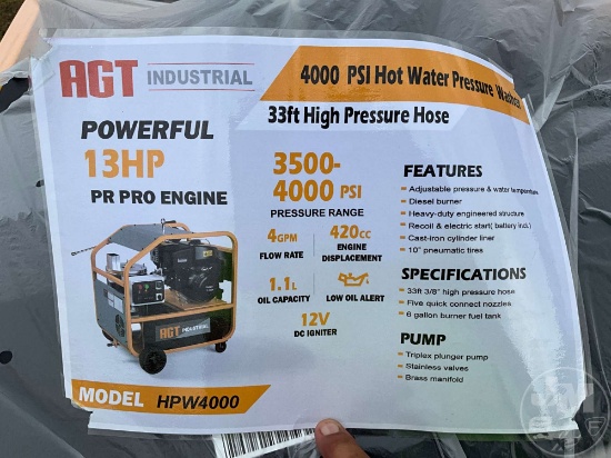 2023 AGT INDUSTRIAL HPW4000 PRESSURE WASHER SN: HPW400023071903H