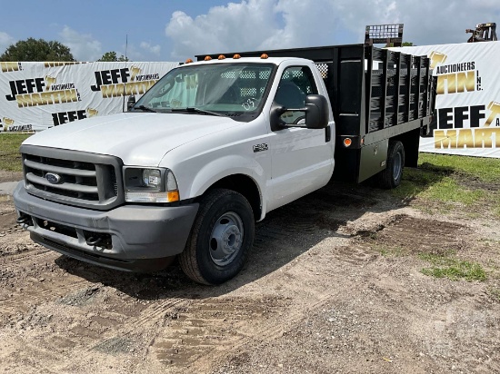 2003 FORD F-350 SINGLE AXLE FLATBED TRUCK VIN: 1FDWF36L23EB85134