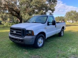 2005 FORD F-250 VIN: 1FTNF20535EB82900 REGULAR CAB PICKUP