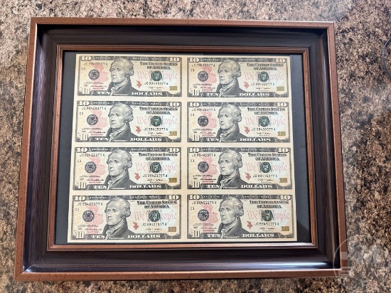2009 $10 EIGHT–......NOTE UNCUT CURRENCY SHEET