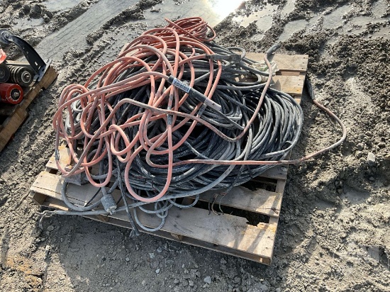 PALLET OF VARIOUS WELDING LEADS/ ELECTRICAL WIRES
