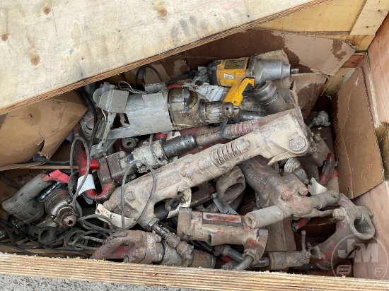 QTY (2) CRATES OF VARIOUS ELECTRIC, AND PNEUMATIC SHOP TOOLS,
