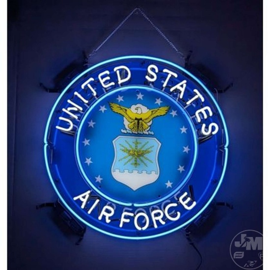 AIR FORCE NEON SIGN, FEATURES WHITE AND BLUE HAND BLOWN