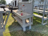 25.5”......X72”......X61”...... WOODEN WORK TABLE W/ MINI TIRE CHANGER