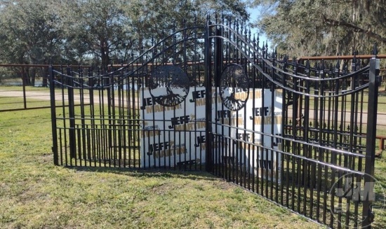 16' DRIVEWAY ENTRANCE GATES WITH TREE OF LIFE INLAY, POSTS,