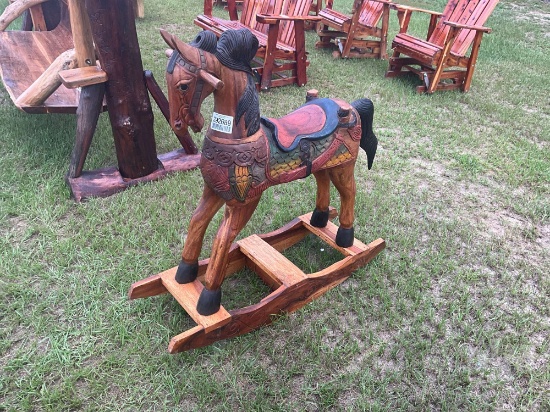 TEAK WOOD ROCKING HORSE