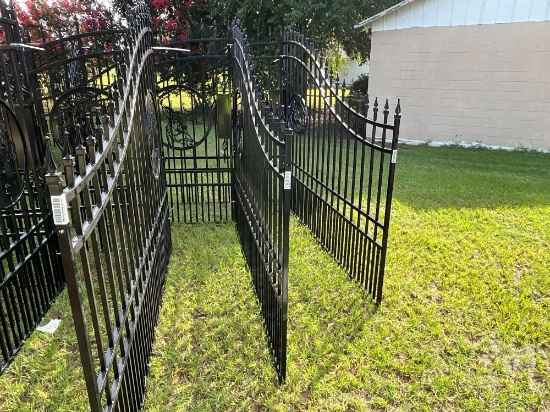 16' DRIVEWAY ENTRANCE GATES WITH DEER INLAY, POSTS, POWDER COATED