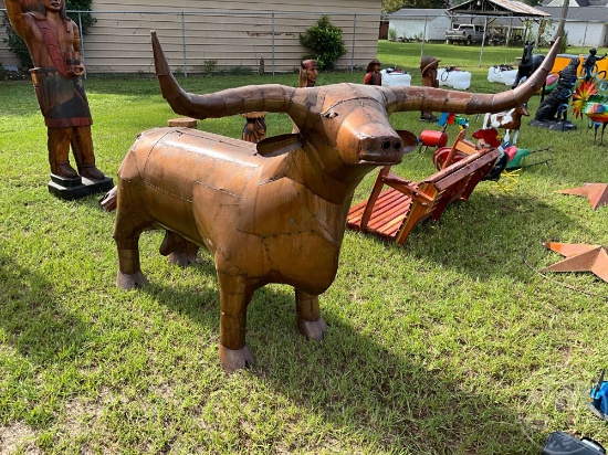 LIFE SIZE LONG HORN BULL GRILL