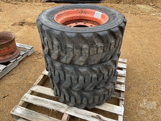 QTY OF (3) BOBCAT 10-16.5 TIRES W/ WHEELS, TO FIT
