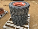 QTY OF (3) BOBCAT 10-16.5 TIRES W/ WHEELS, TO FIT
