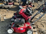 LOT OF THREE PUSH MOWERS,YARD MACHINE 20 INCH SIDE DISCHARGE,MURRAY