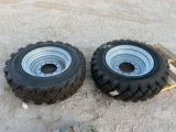QTY OF (2) 400/75-28 FOAM FILLED TIRES & WHEELS