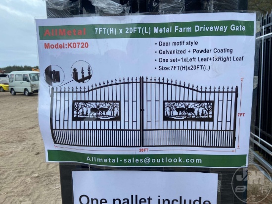 UNUNSED ALLMETAL K0720 METAL FARM DRIVEWAY GATE W/DEER MOTIF
