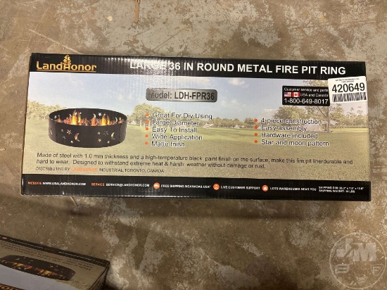 UNUSED LANDHONOR LARGE 36 IN ROUND METAL FIRE PIT RING