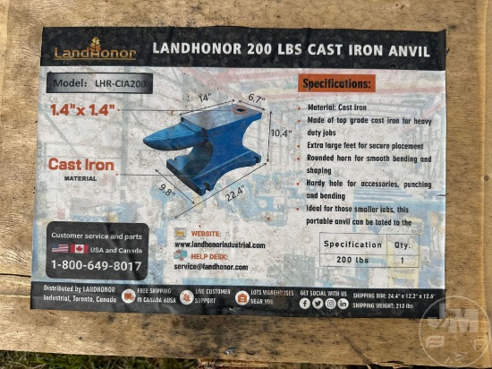 UNUSED LANDHONOR 200 LBS CAST IRON ANVIL