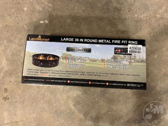 UNUSED LANDHONOR LARGE 36 IN ROUND METAL FIRE PIT RING