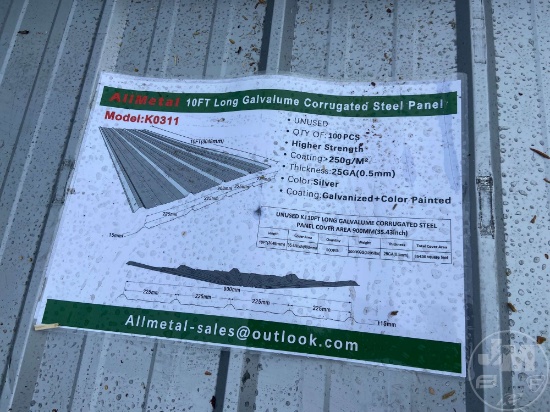UNUSED ALLMETAL K0311 10 FT LONG GALVALUME CORRUGATED STEEL PANEL