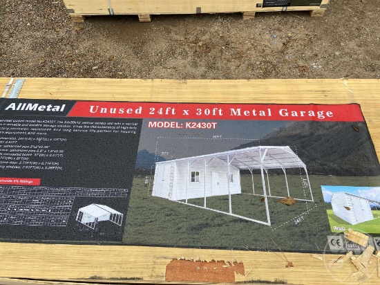 UNUSED ALLMETAL K2430T 24 FT X 30 FT METAL GARAGE SN: AM2412887
