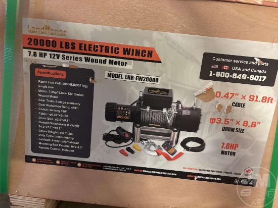 UNUSED LANDHONOR LHR-EW2000 20000 LB ELECTRIC WINCH