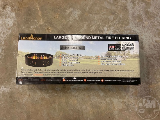 UNUSED LANDHONOR LARGE 36 IN ROUND METAL FIRE PIT RING