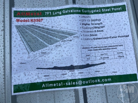 UNUSED ALLMETAL K0307 7 FT LONG GALVALUME CORRUGATED STEEL PANEL