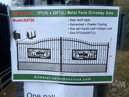 UNUNSED ALLMETAL K0720 METAL FARM DRIVEWAY GATE W/DEER MOTIF