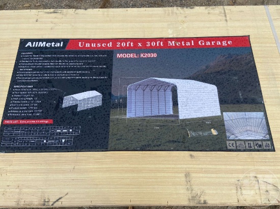 UNUSED ALLMETAL K2030 20 FT X 30 FT METAL GARAGE SN: AM2412888