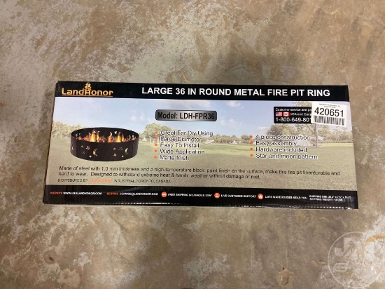 UNUSED LANDHONOR LARGE 36 IN ROUND METAL FIRE PIT RING