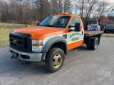 2008 FORD F-450 SINGLE AXLE REGULAR CAB FLATBED TRUCK VIN: 1FDXF47R08EB78641