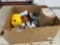 PALLET OF MISCELLANEOUS PAINT, SHOP TOWELS, TARP STRAPS, RATCHET STRAPS