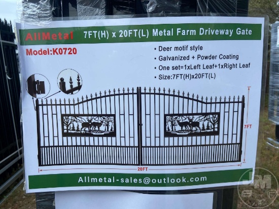 UNUSED ALLMETAL K0720 METAL FARM DRIVEWAY GATE W/DEER MOTIF