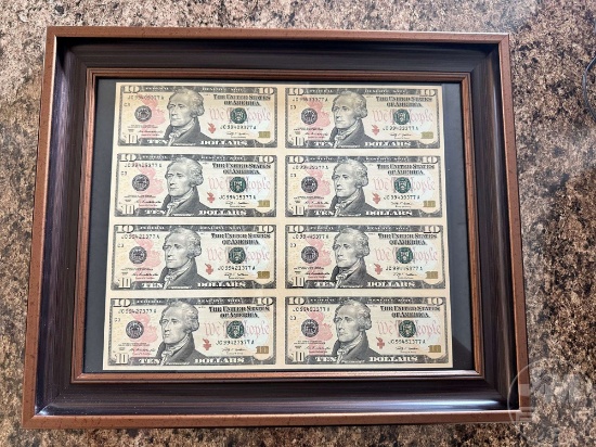 $10 EIGHT–......NOTE UNCUT CURRENCY SHEET BEARS THE SIGNATURES OF SECRETARY