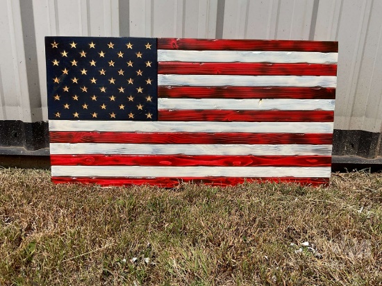 HANDMADE WOOD AMERICAN FLAG TO BENEFIT SHRINERS HOSPTIALS FOR CHILDREN,