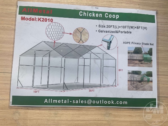 UNUSED 2024 ALLMETAL K2010 CHICKEN COOP