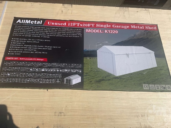 UNUSED 2024 ALLMETAL K1220 SINGLE GARAGE METAL SHED
