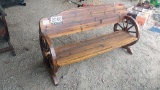 WAGON WHEEL WOODEN BENCH