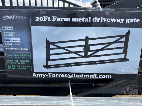 UNUSED 2025 SKLP 20' FARM METAL DRIVEWAY GATE