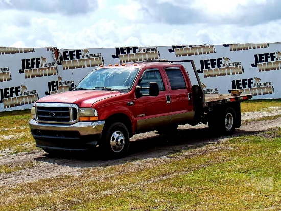 2003 FORD F-350 SINGLE AXLE EXTENDED CAB 4X4 FLATBED TRUCK VIN: 1FTWW33P93ED44159
