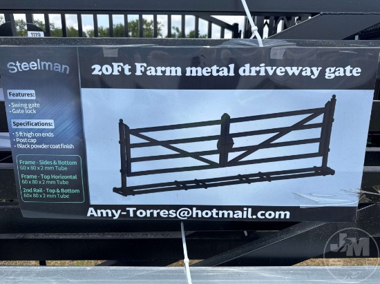 UNUSED 2025 SKLP 20' FARM METAL DRIVEWAY GATE