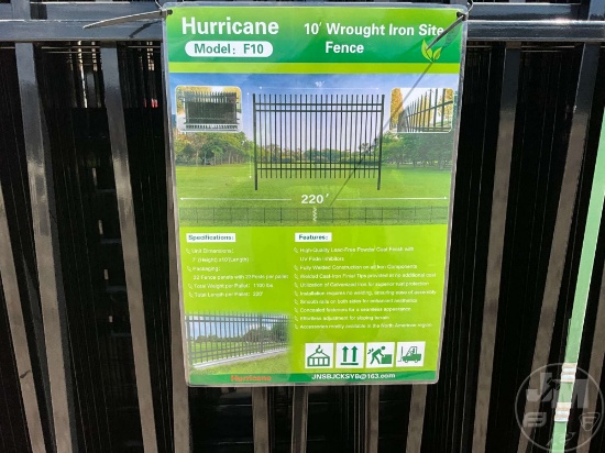 10’...... WROUGHT IRON SITE FENCE, 22 FENCE PANLES, 23 POSTS,