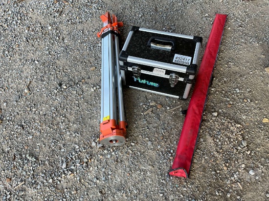 SURVEYING EQUIPMENT, TRIPOD, MEASURE STICK