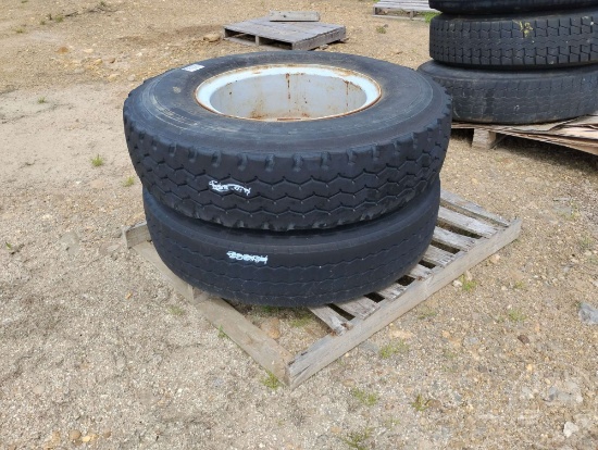 QTY OF (2) MICHELIN 11.00R22 TIRES W/ WHEELS