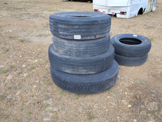 QTY OF (4) MISC TIRES CONTAINING (1) MICHELIN 265/70R19.5, (1)