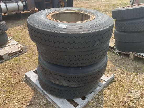 QTY OF (4) MICHELIN 11.00R22 TIRES W/ WHEELS