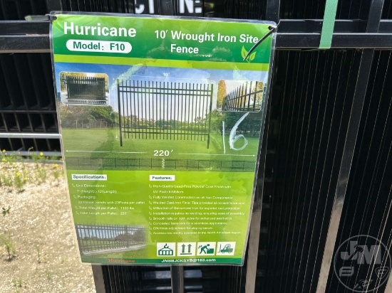 UNUSED HURRICANE F10 7 X 10 FT GALVANIZED WROUGHT IRON SITE FENCE