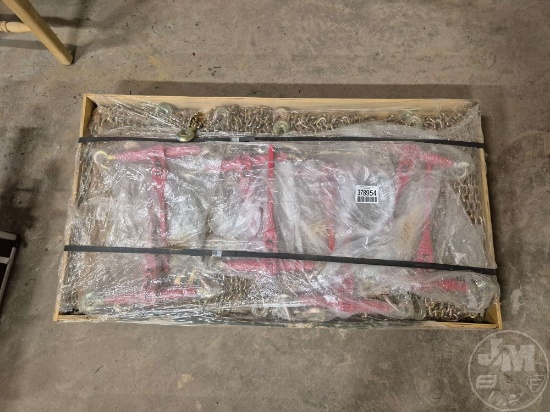 QTY OF 10 UNUSED 3/8 IN. 20 FT G80 CHAINS & 5 UNUSED BINDERS