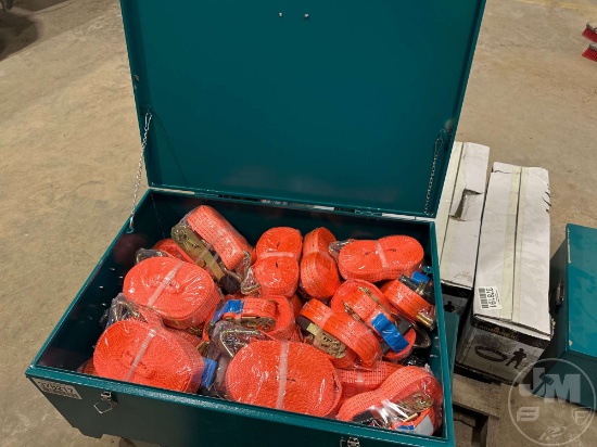 BOX OF UNUSED 1-1/2 IN. & 2 IN. STRAPS